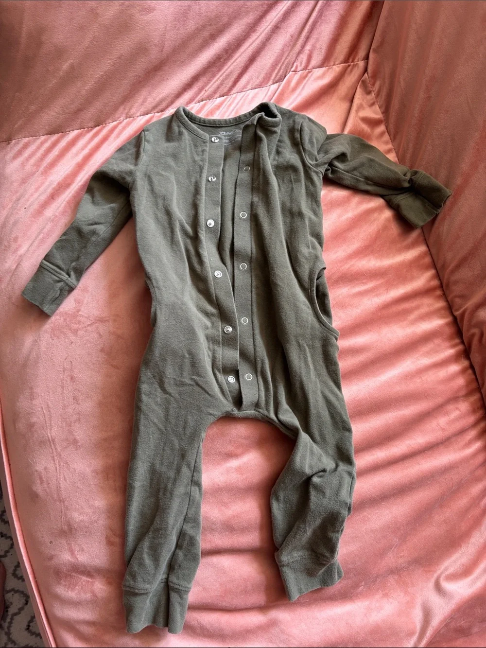 Snap-Front Kids Olive One-Piece Footie